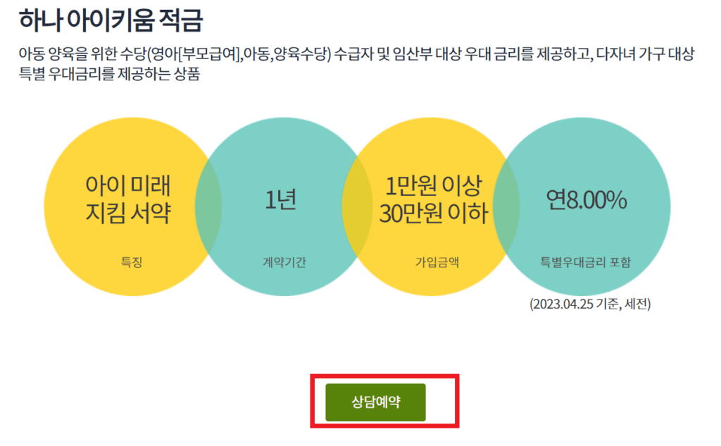 특판적금 8% 하나아이키움적금 우대금리조건과 가입방법